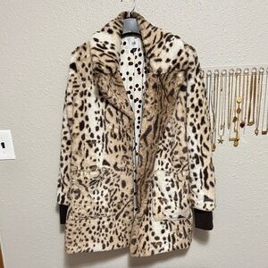 CAbi Leopard Print Teddy Jacket